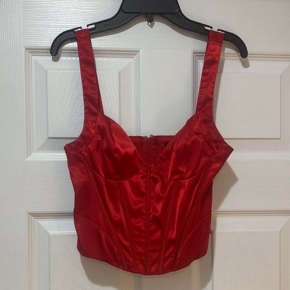 Red Satin Corset Top
